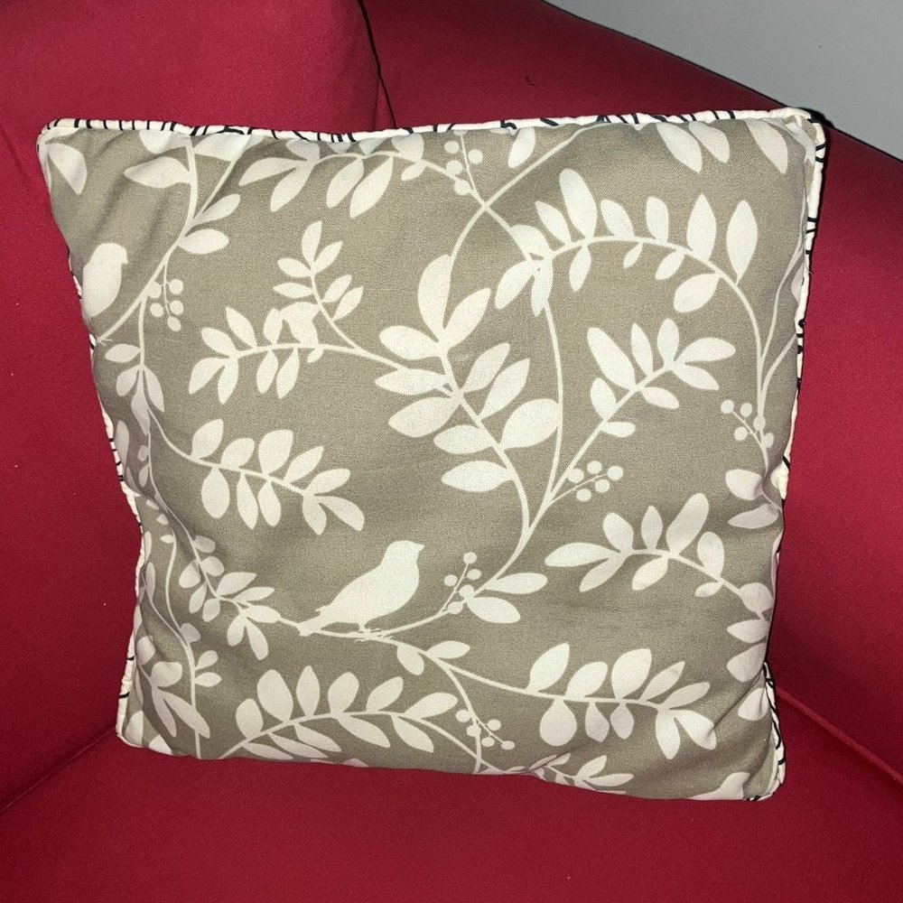 Gray, White, Yellow Bird in Nature Design Throw Pillow